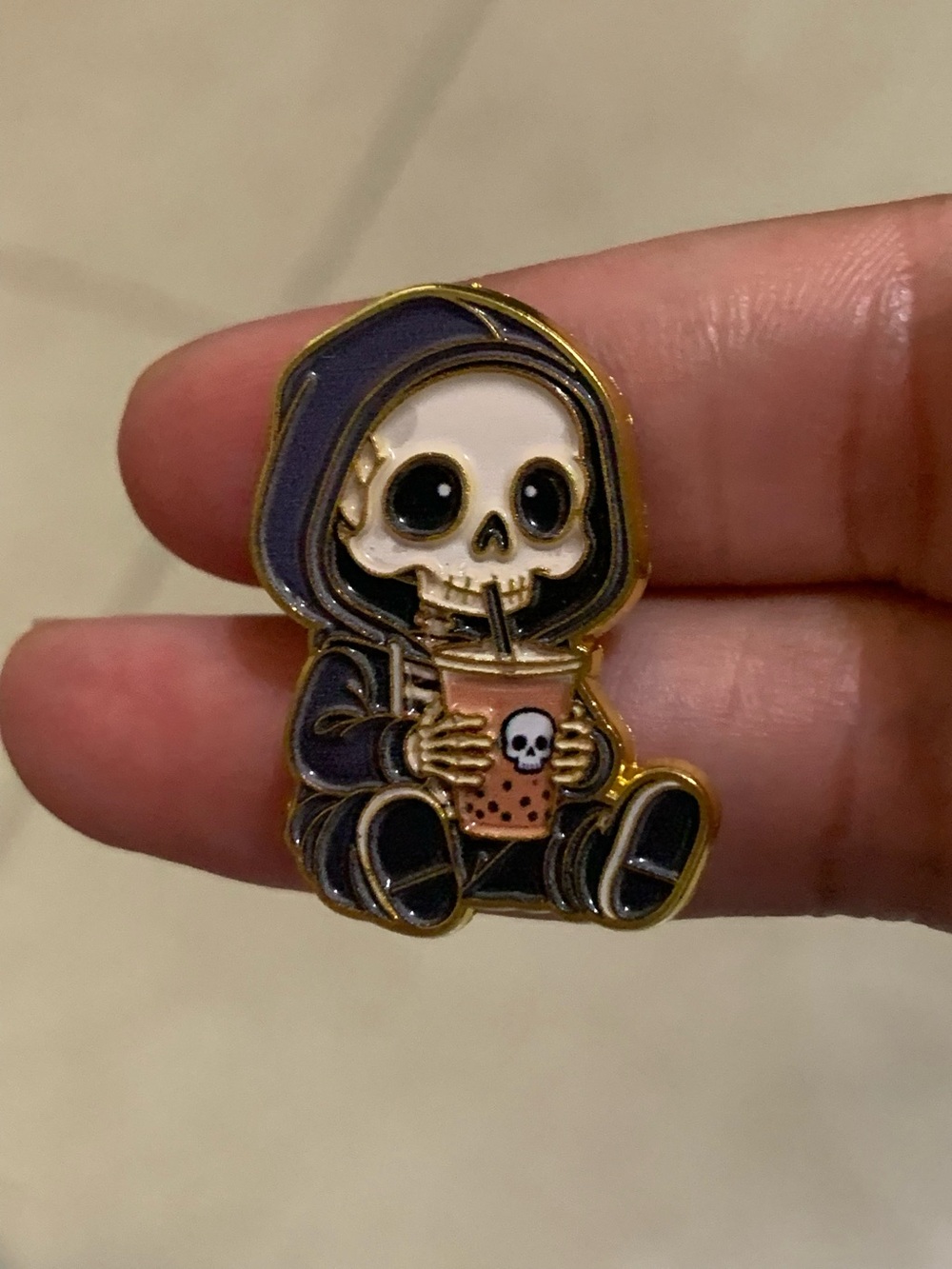 Reaper Drinking Coffee Pin